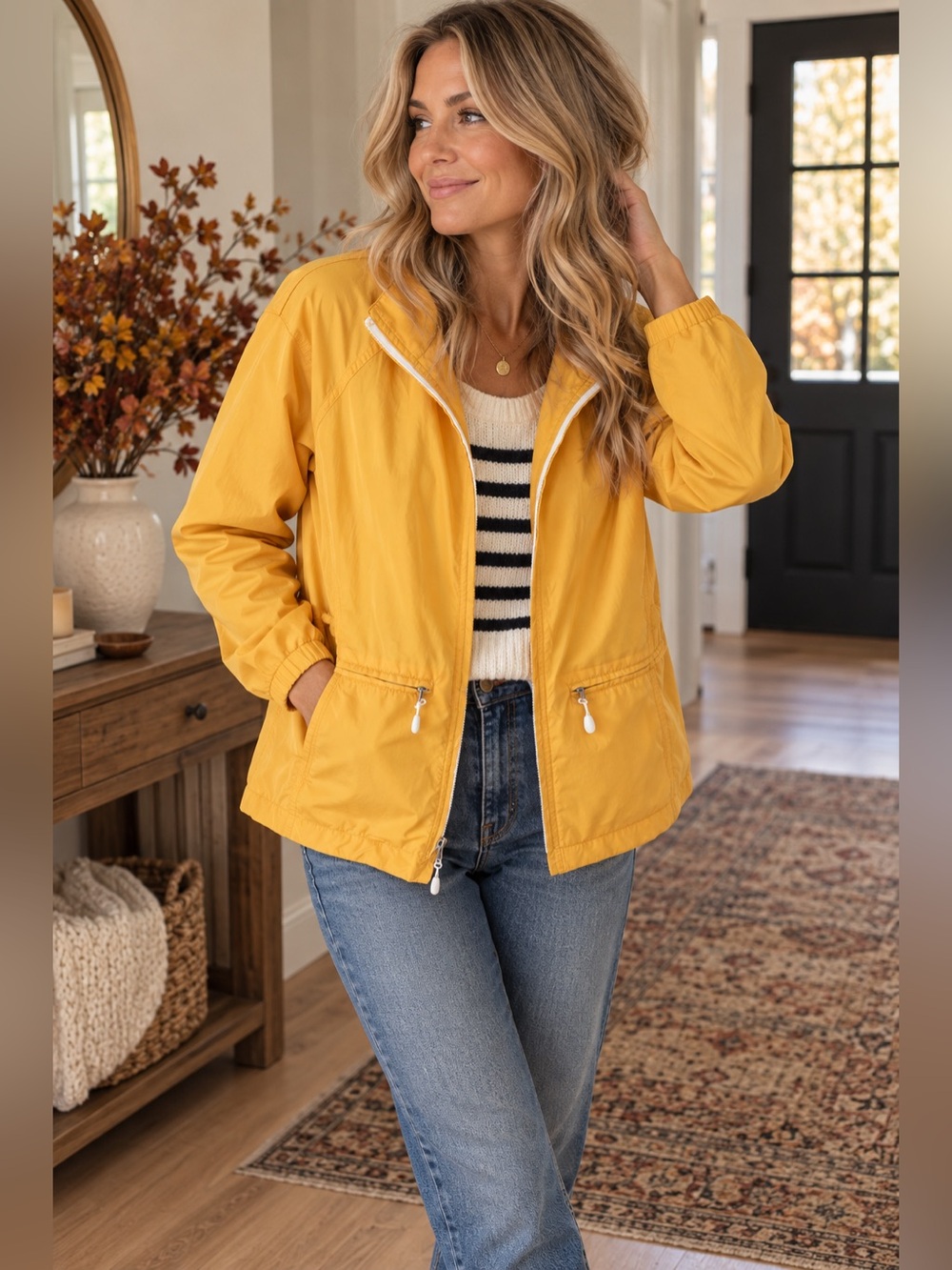 1990s Eddie Bauer Yellow Windbreaker Jacket